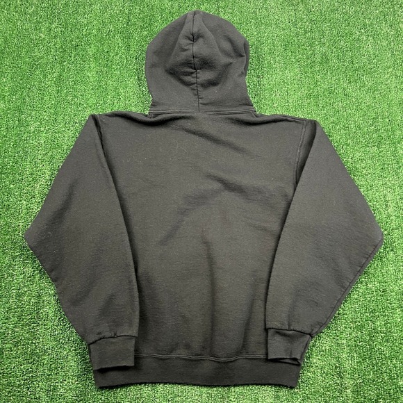 Vintage Jerzees Faded Black Blank Boxy Hoodie Men's Medium 50/50 Drawstring Y2K - Picture 6 of 7